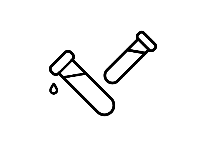 Black and White icon showing two vials with liquid in them