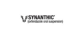 Brown and white logo that reads Synanthic oxfendazole oral suspension