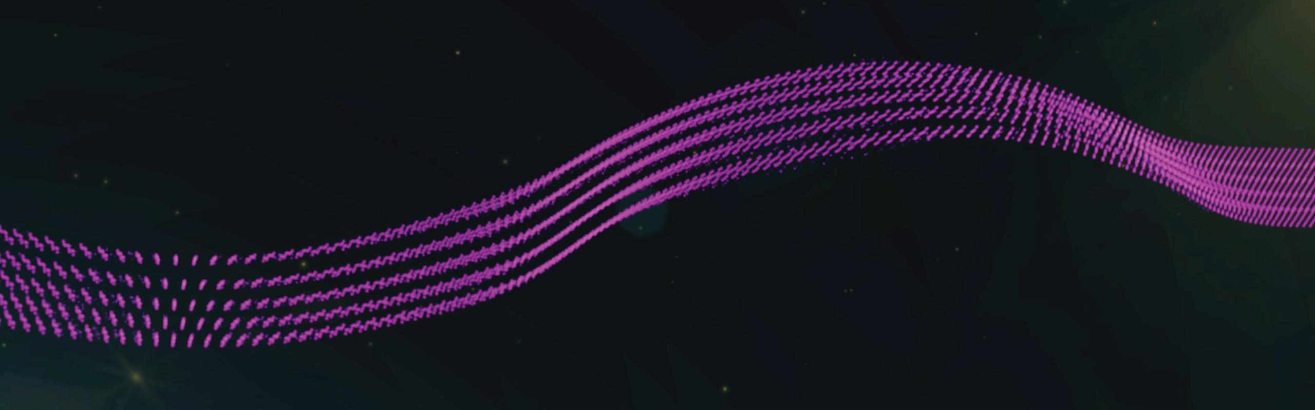 Relax Trax website banner with purple graphic wave on black background