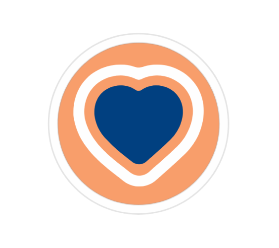 blue and orange heart cartoon