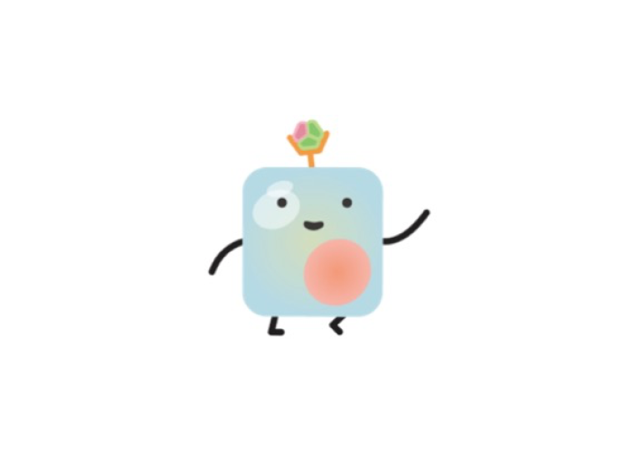 Barry, the light blue, square shaped body cell with a tiny, happy face. He's waving at you. 