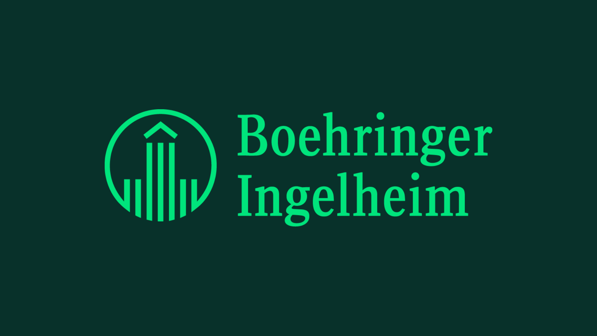 Logo for Boehringer Ingelheim on green background