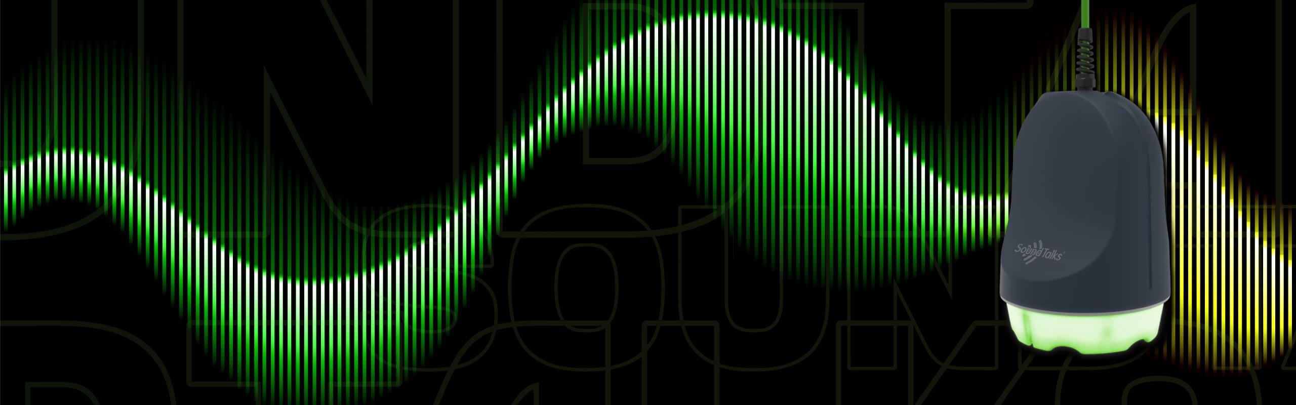 SoundTalks device lighting up in green